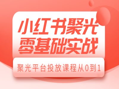 小红书聚光零基础实战，聚光平台投放课程从0到1-情久项目网