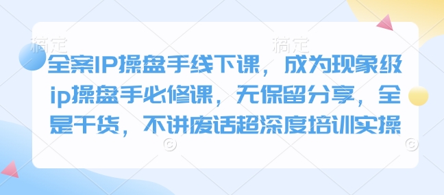 全案IP操盘手线下课，成为现象级ip操盘手必修课，无保留分享，全是干货，不讲废话超深度培训实操-情久项目网