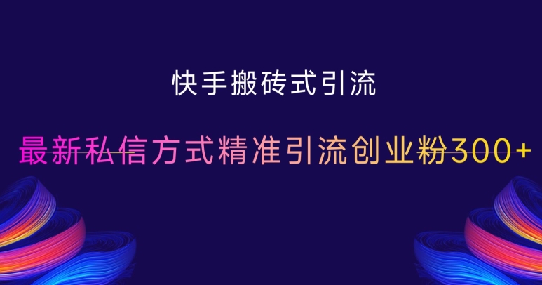 快手搬砖式引流，最新私信方式精准引流创业粉300+-情久项目网
