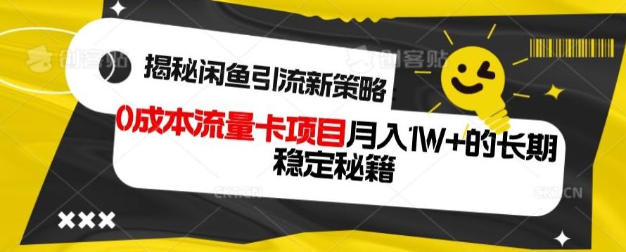 揭秘闲鱼引流新策略：0成本流量卡项目，月入1W+的长期稳定秘籍-情久项目网