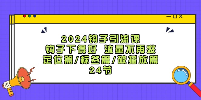 2024钩子引流课：钩子下得好流量不再愁，定位篇/标签篇/破播放篇/24节-情久项目网