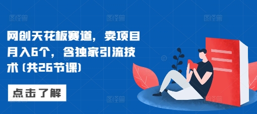 网创天花板赛道，卖项目月入6个，含独家引流技术(共26节课)-情久项目网