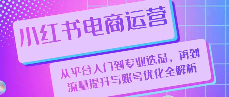 小红书电商运营：从平台入门到专业选品，再到流量提升与账号优化全解析-情久项目网