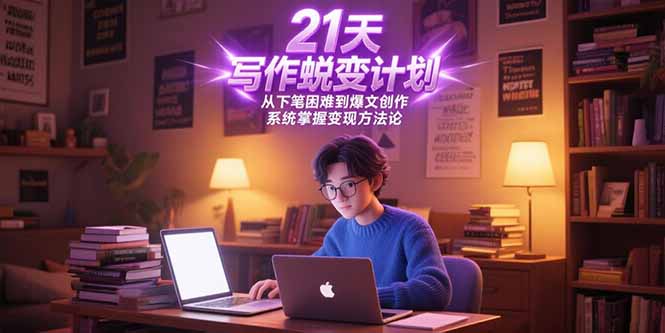 21天写作蜕变计划，从下笔困难到爆文创作，系统掌握变现方法论-情久项目网