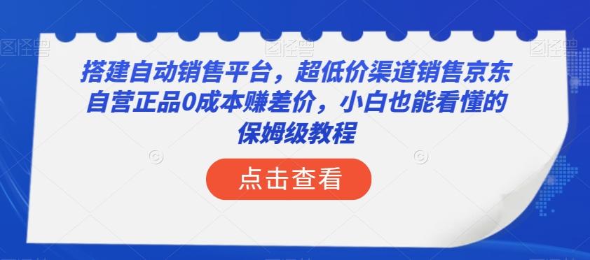 搭建自动销售平台，超低价渠道销售京东自营正品0成本赚差价，小白也能看懂的保姆级教程【揭秘】-情久项目网