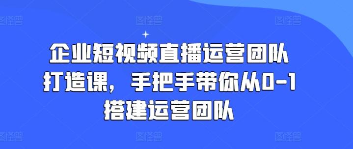 企业短视频直播运营团队打造课，手把手带你从0-1搭建运营团队-情久项目网