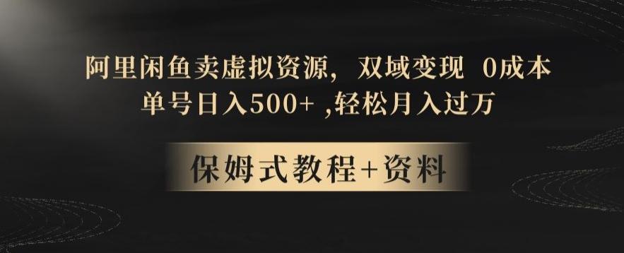 阿里闲鱼卖虚拟资源，双域变现，0成本，日入500+，轻松月入过万-情久项目网