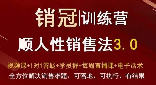 爆款！销冠训练营3.0之顺人性销售法，全方位解决销售难题、可落地、可执行、有结果-情久项目网