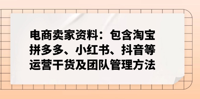 电商卖家资料：包含淘宝、拼多多、小红书、抖音等运营干货及团队管理方法-情久项目网