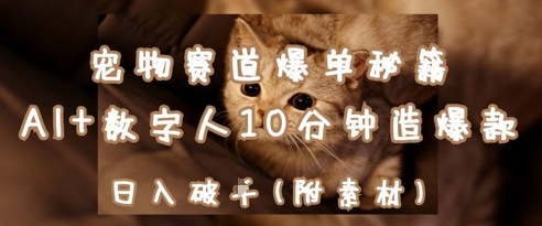 宠物赛道爆单秘籍：AI+数字人10分钟造爆款，日入1k-情久项目网