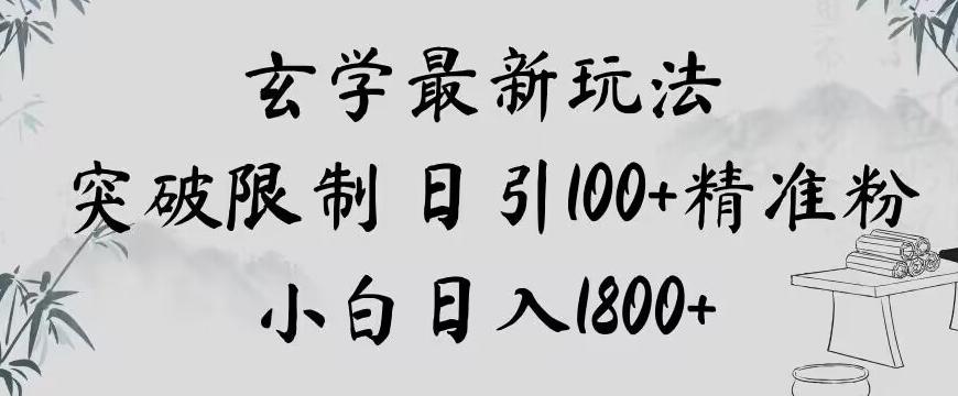 玄学新玩法，突破限制，日引100+精准粉，小白日入1800+【揭秘】-情久项目网