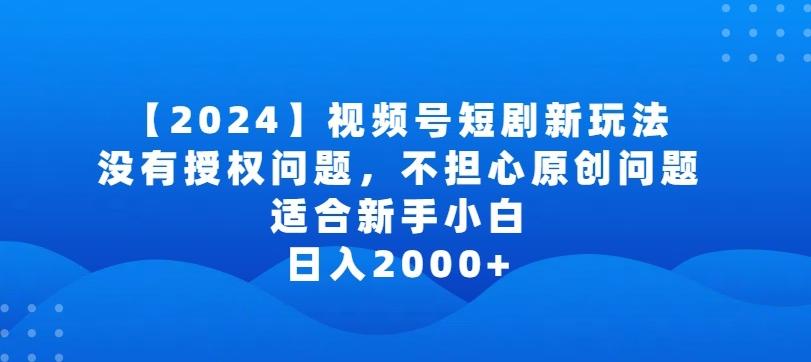 2024视频号短剧玩法，没有授权问题，不担心原创问题，适合新手小白，日入2000+【揭秘】-情久项目网