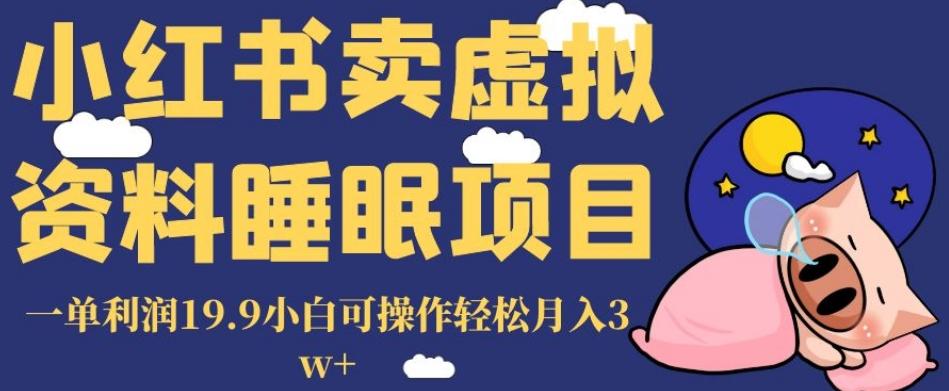 小红书卖虚拟资料睡眠项目，一单利润19.9小白可操作轻松月入3w+【揭秘】-情久项目网