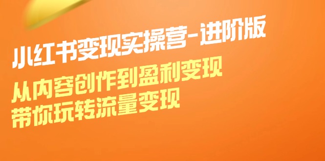 小红书变现实操营进阶版：从内容创作到盈利变现，带你玩转流量变现-情久项目网