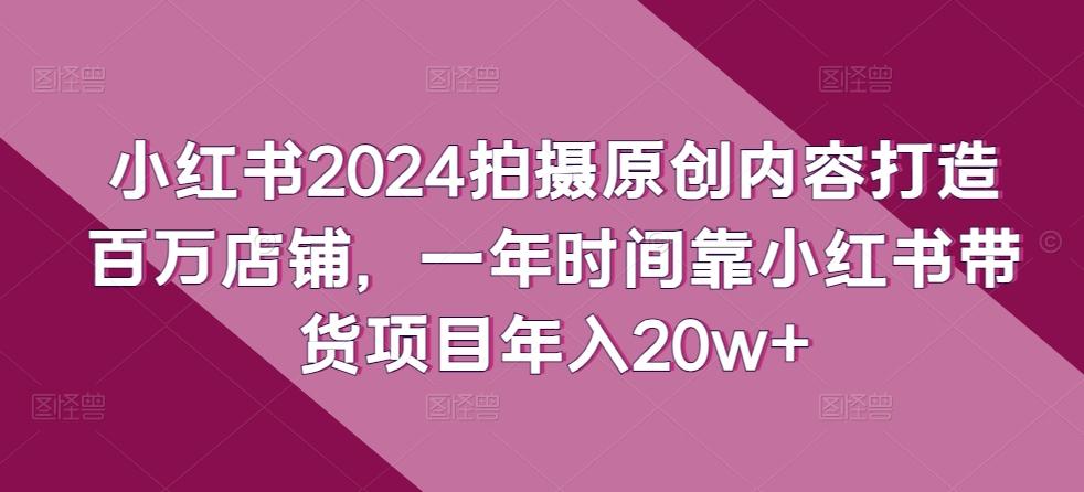 小红书2024拍摄原创内容打造百万店铺，一年时间靠小红书带货项目年入20w+-情久项目网