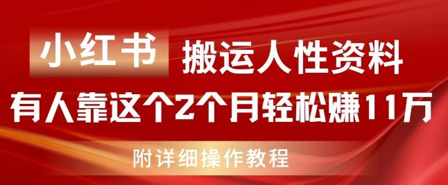 小红书搬运人性资料，有人靠这个2个月轻松赚11w，附教程【揭秘】-情久项目网