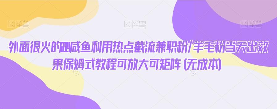 外面很火的2024咸鱼利用热点截流兼职粉/羊毛粉当天出效果保姆式教程可放大可矩阵(无成本)-情久项目网
