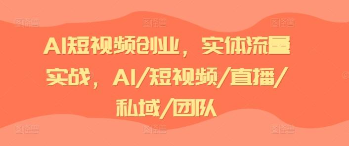 AI短视频创业，实体流量实战，AI/短视频/直播/私域/团队-情久项目网