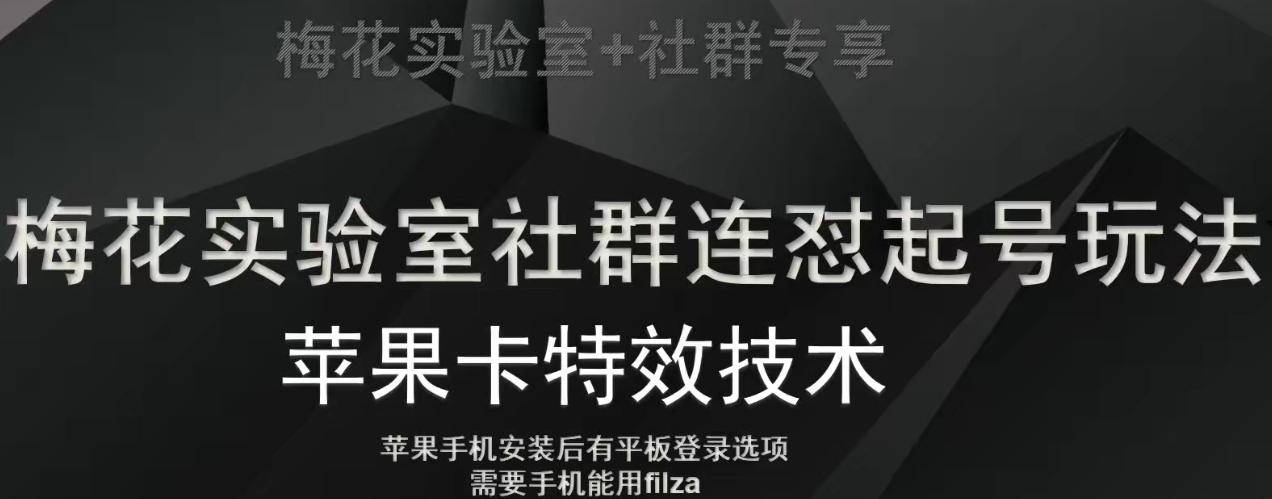 梅花实验室社群视频号连怼起号玩法，最新苹果卡特效技术-情久项目网