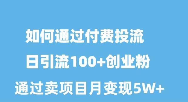 如何通过付费投流日引流100+创业粉月变现5W+-情久项目网