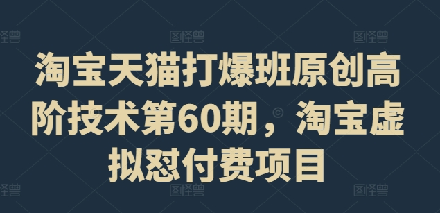 淘宝天猫打爆班原创高阶技术第60期，淘宝虚拟怼付费项目-情久项目网