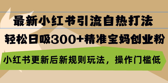 最新小红书引流自热打法，轻松日吸300+精准宝妈创业粉，小红书更新后新…-情久项目网