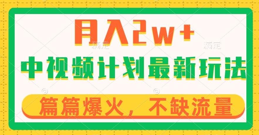 中视频计划全新玩法，月入2w+，收益稳定，几分钟一个作品，小白也可入局【揭秘】-情久项目网