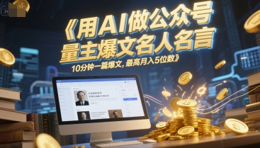 用AI做公众号流量主爆文名人名言，10分钟一篇爆文，最高月入5位数-情久项目网