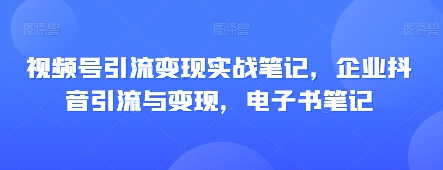 视频号引流变现实战笔记，企业抖音引流与变现，电子书笔记-情久项目网