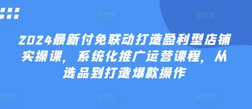 2024最新付免联动打造盈利型店铺实操课，​系统化推广运营课程，从选品到打造爆款操作-情久项目网