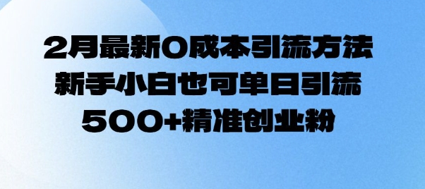2月最新0成本引流方法，新手小白也可单日引流500+精准创业粉-情久项目网