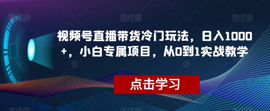 视频号直播带货冷门玩法，日入1000+，小白专属项目，从0到1实战教学【揭秘】-情久项目网