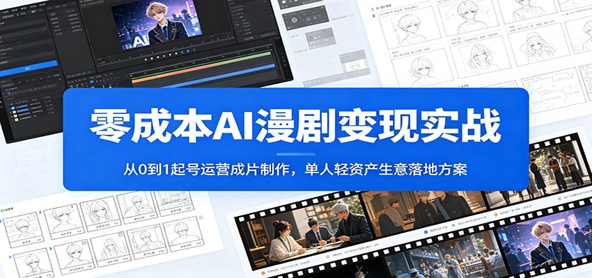 零成本AI漫剧变现实战：从0到1起号运营成片制作，单人轻资产生意落地方案-情久项目网