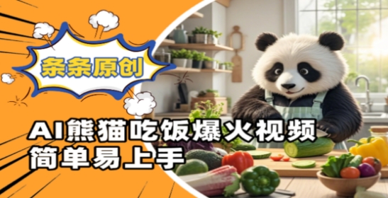 Ai熊猫吃饭爆火视频，条条原创，简单易上手-情久项目网