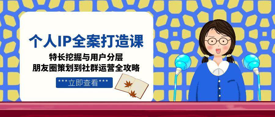 个人IP全案打造课，特长挖掘与用户分层，朋友圈策划到社群运营全攻略-情久项目网