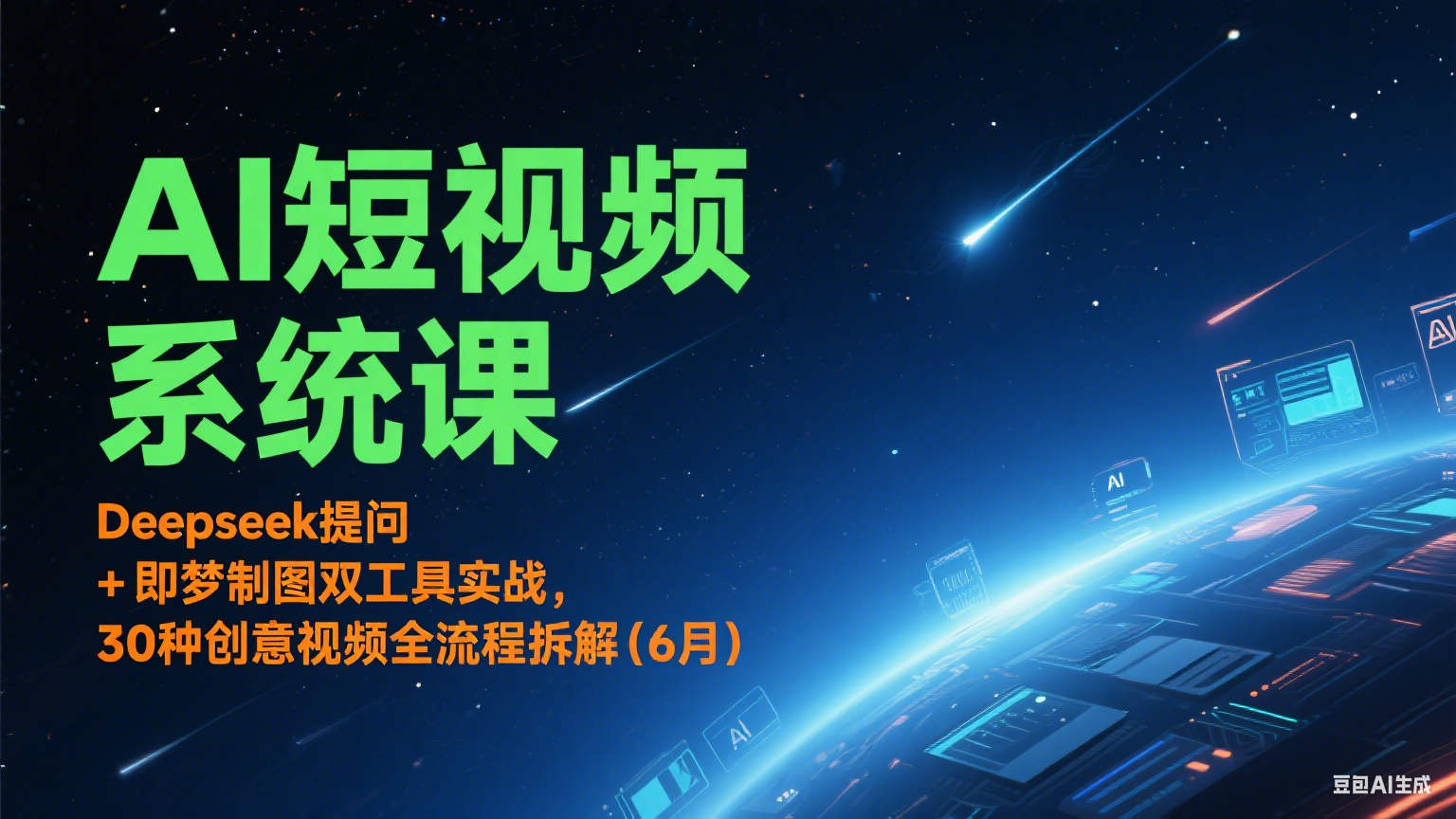 AI短视频系统课：Deepseek提问 + 即梦制图双工具实战，30种创意视频全流程拆解(6月)-情久项目网