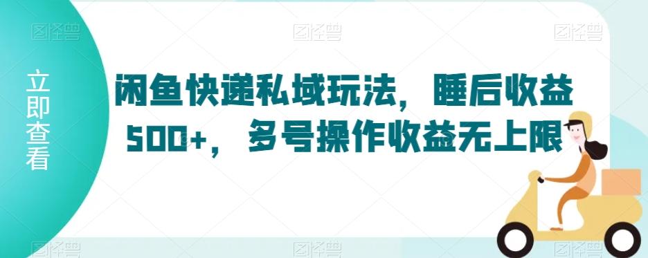 闲鱼快递私域玩法，睡后收益500+，多号操作收益无上限【揭秘】-情久项目网
