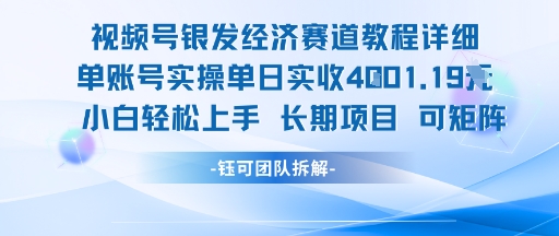 视频号银发经济赛道单账号实操单日实收1k+，小白轻松上手长期项目-情久项目网