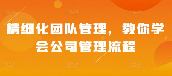 精细化团队管理，教你学会公司管理流程-情久项目网