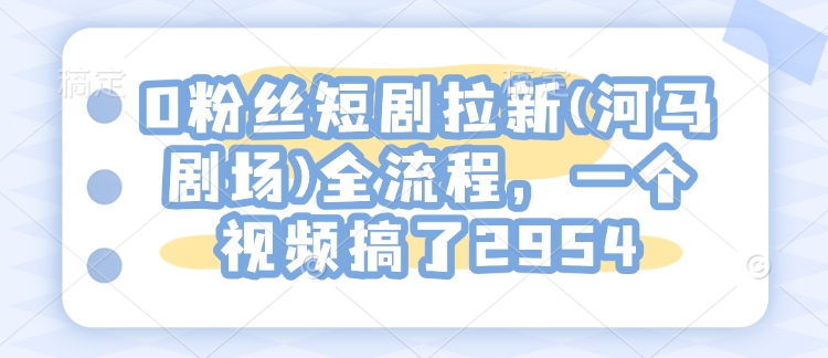 0粉丝短剧拉新(河马剧场)全流程，一个视频搞了2954-情久项目网