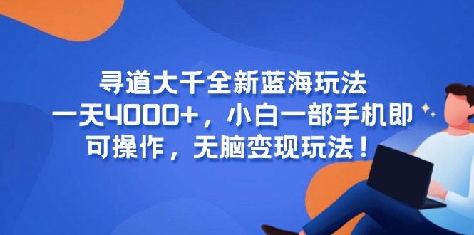 寻道大千全新蓝海玩法，一天4000+，小白一部手机即可操作，无脑变现玩法！-情久项目网