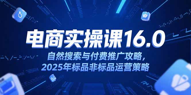 淘宝电商运营课16.0，自然搜索与付费推广攻略，2025年标品非标品运营策略-情久项目网