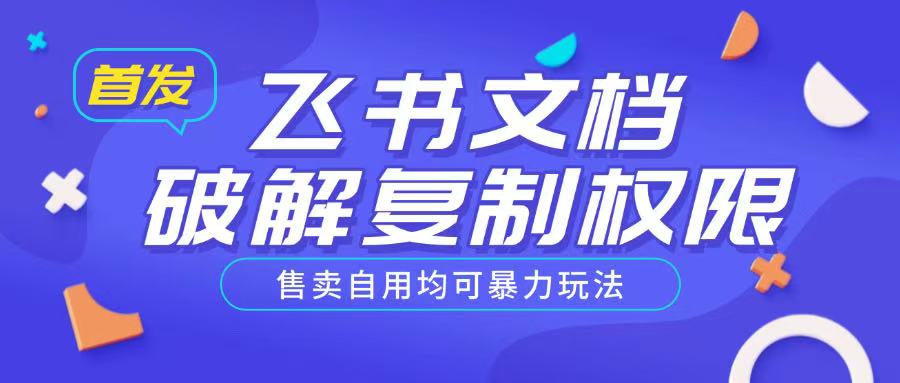 首发飞书文档破解复制权限，售卖自用均可暴力玩法-情久项目网