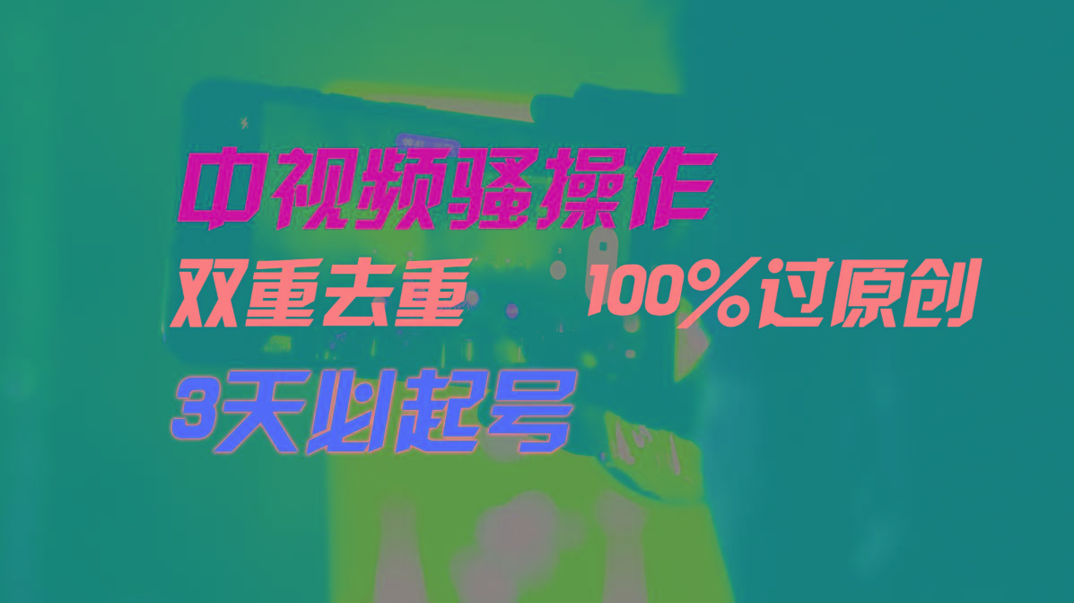 中视频骚操作，双重去重100%过原创，3天比必起号，简单无脑，月入3W+-情久项目网