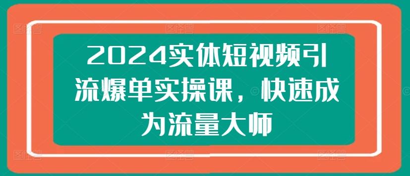 2024实体短视频引流爆单实操课，快速成为流量大师-情久项目网