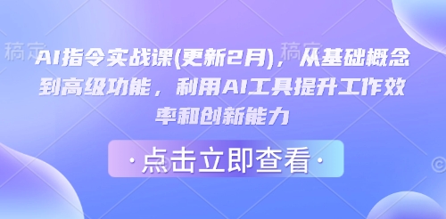 AI指令实战课(更新2月)，从基础概念到高级功能，利用AI工具提升工作效率和创新能力-情久项目网