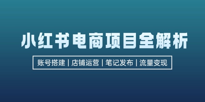 小红书电商项目全解析，包括账号搭建、店铺运营、笔记发布  实现流量变现-情久项目网