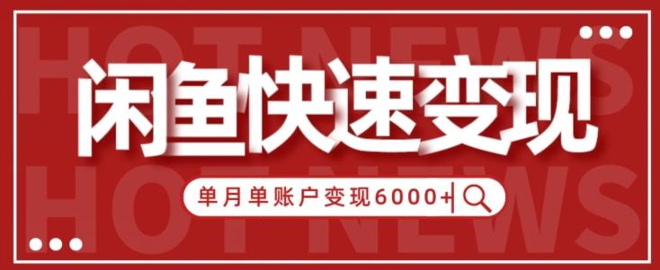 【新手项目】小白快速在闲鱼单月单账号变现6000+的秘密-情久项目网