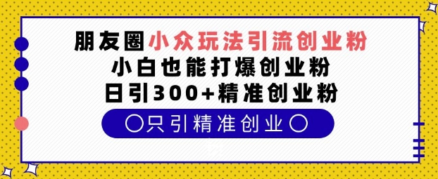 朋友圈小众玩法引流创业粉，小白也能打爆创业粉，日引300+精准创业粉【揭秘】-情久项目网