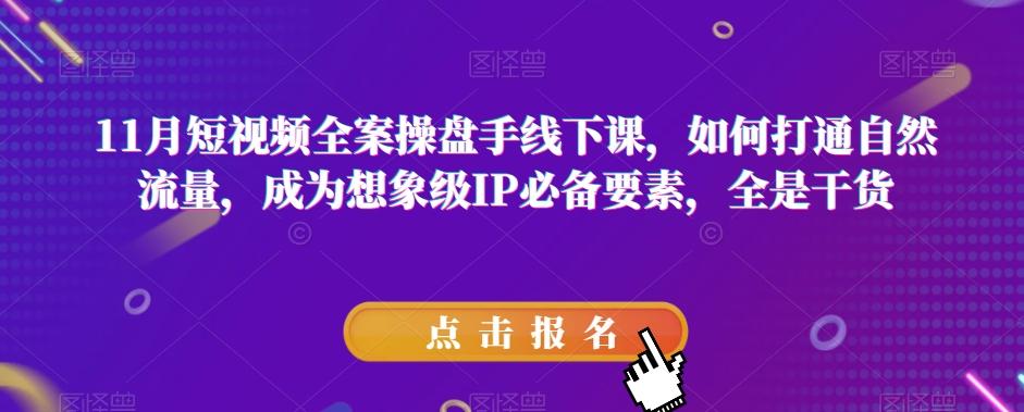11月短视频全案操盘手线下课，如何打通自然流量，成为想象级IP必备要素，全是干货-情久项目网